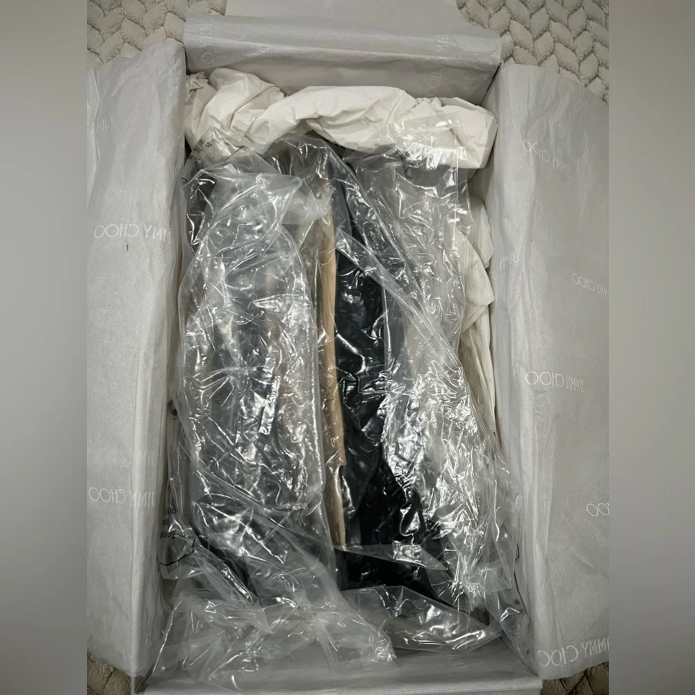 Jimmy Choo Black Flats with Gold Emblem - Picture 5 of 7